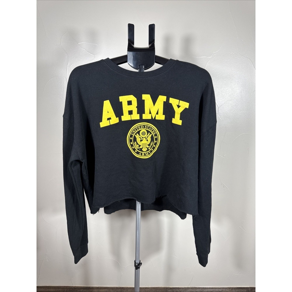 US‎ Army Womens X Large Black Sweatshirt Home Cropped Super Soft